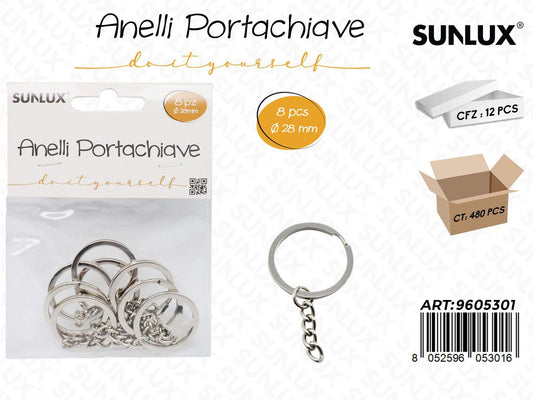 Sunlux Anelli Portachiave 8PCS 28MM