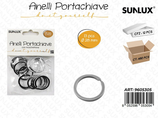Sunlux Anelli Portachiave 13PCS 28MM