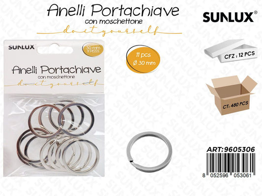 Sunlux Anelli Portachiave 11PCS 30MM