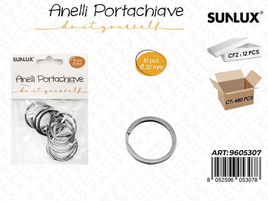 Sunlux Anelli Portachiave 10PCS 32MM