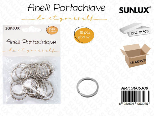 Sunlux Anelli Portachiave 18PCS 25MM