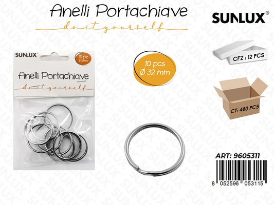Sunlux Anelli Portachiave 10PCS 32MM