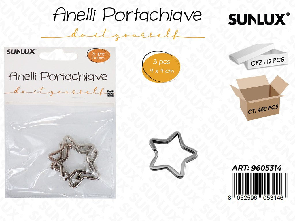 Sunlux Anelli Portachiave Stella 3PCS 4*4CM