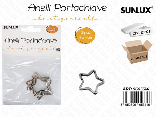 Sunlux Anelli Portachiave Stella 3PCS 4*4CM