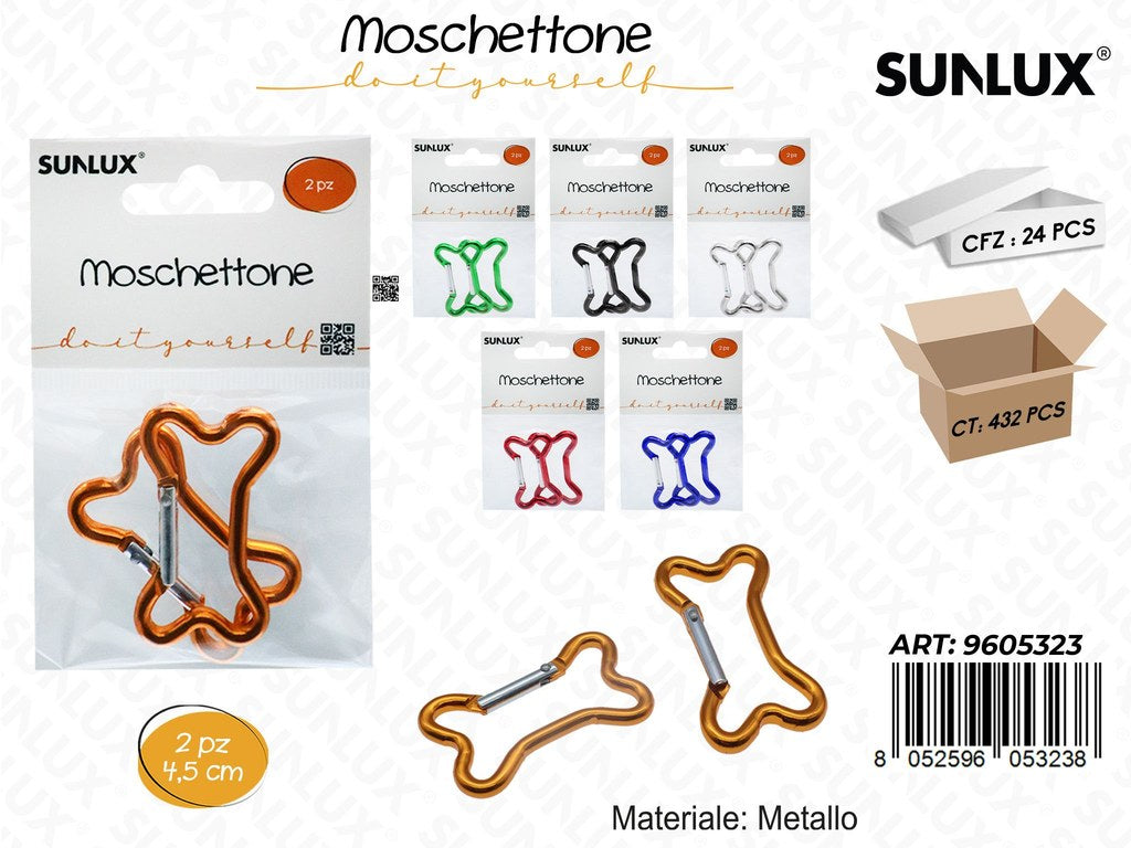 Sunlux Moschettone Metallo Osso 2PCS Ass. 4.5CM / Pz da 24