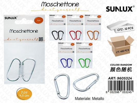 Sunlux Moschettone Metallo 2PCS 4.5CM Ass.