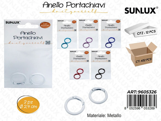 Sunlux Anello Portachiavi Metallo 2PCS D.2.4CM