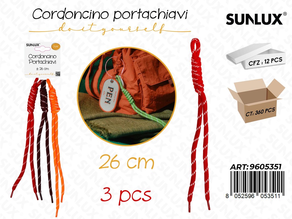Sunlux Cordoncino Portachiavi 3PCS 26CM