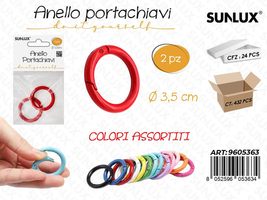 Sunlux Anello Portachiavi 2PCS Ass. D.3.5CM