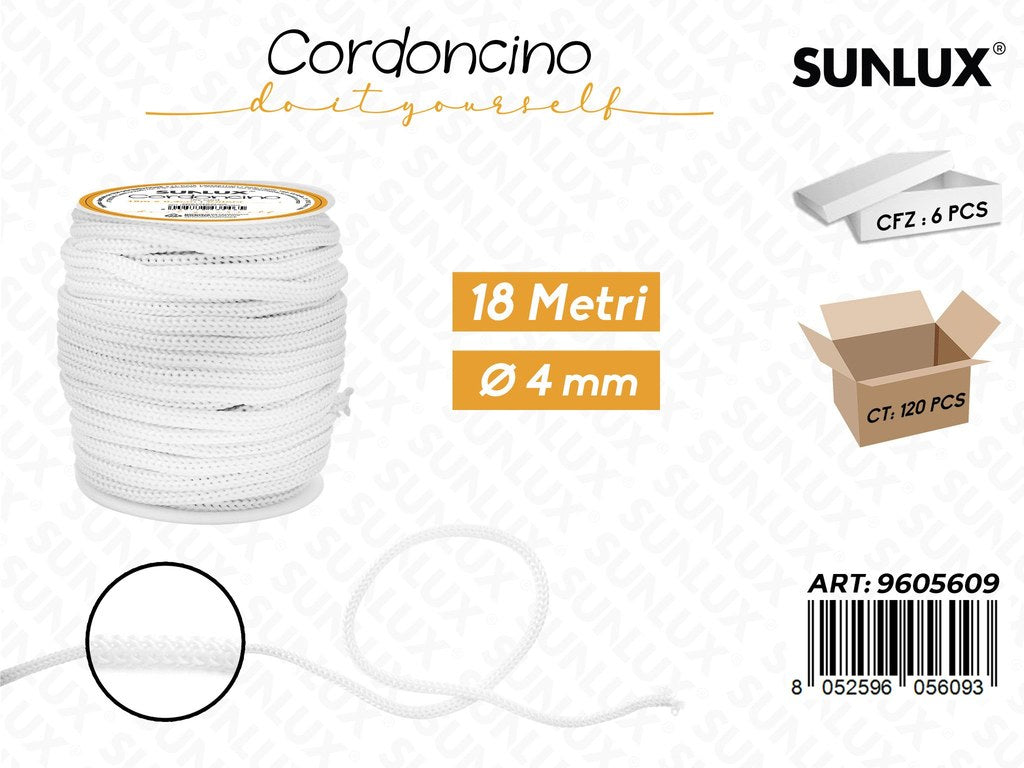Sunlux Cordoncino Diy Bianco D. 4MM*18MT