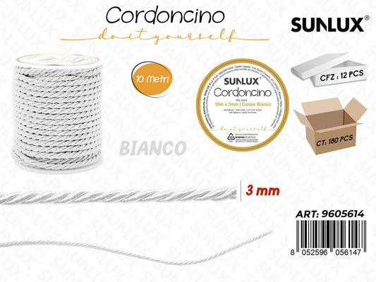 Sunlux Cordoncino Diy Bianco D.3MM*10MT