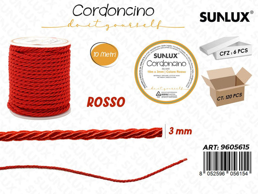 Sunlux Cordoncino Diy Rosso D.3MM*10MT
