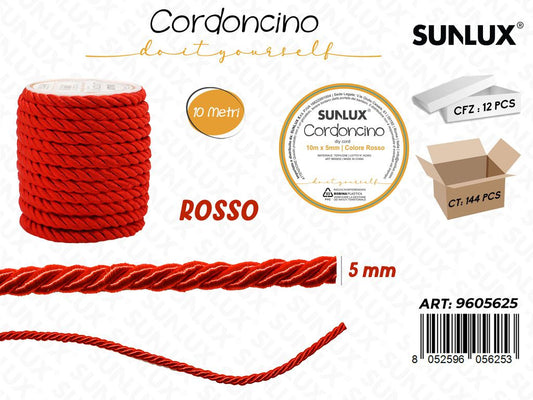 Sunlux Cordoncino Diy Rosso 5MM*10MT