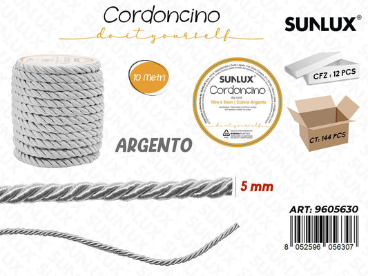 Sunlux Cordoncino Diy Argento D.5MM*10MT