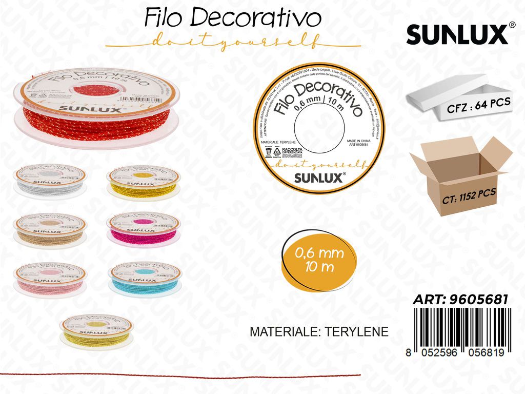 Sunlux Filo Dec. Col. Ass. 0.6MM*10MT