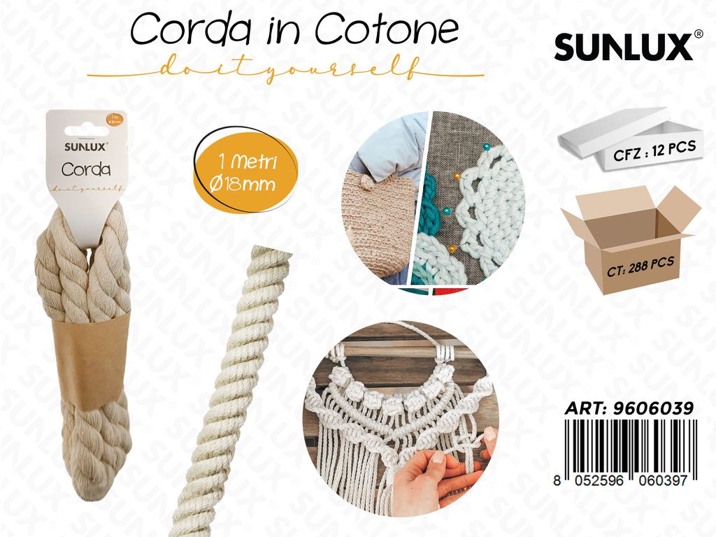 Sunlux Corda in Cotone 18MM*1 Mt