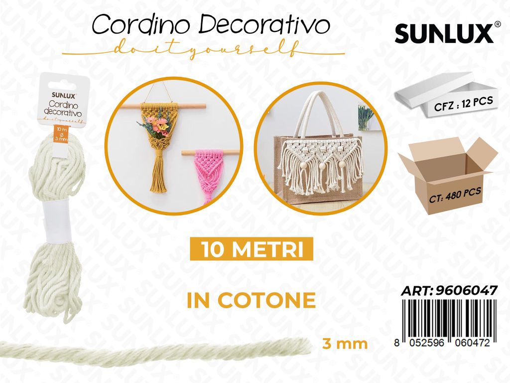 Sunlux Cordino Dec. in Cotone Beige 3MM*10MT