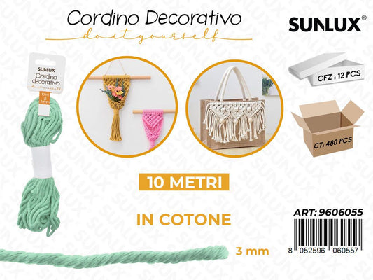 Sunlux Cordino Dec. in Cotone Azzurro 3MM*10MT