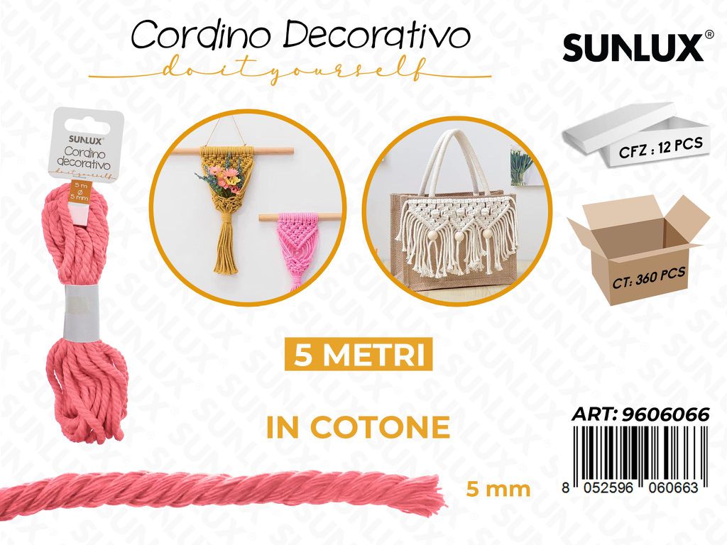 Sunlux Cordino Dec. in Cotone Fucsia 5MM*5MT
