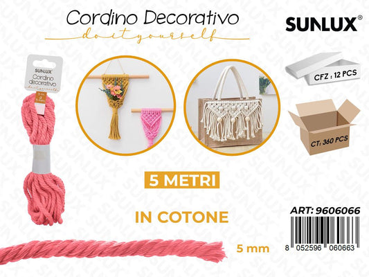 Sunlux Cordino Dec. in Cotone Fucsia 5MM*5MT