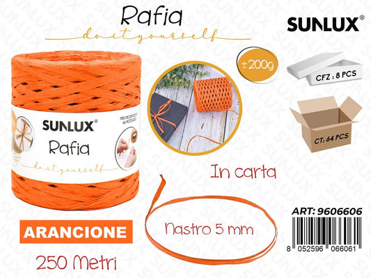Sunlux Gom. Rafia Carta Arancio 200G 250MT 5MM