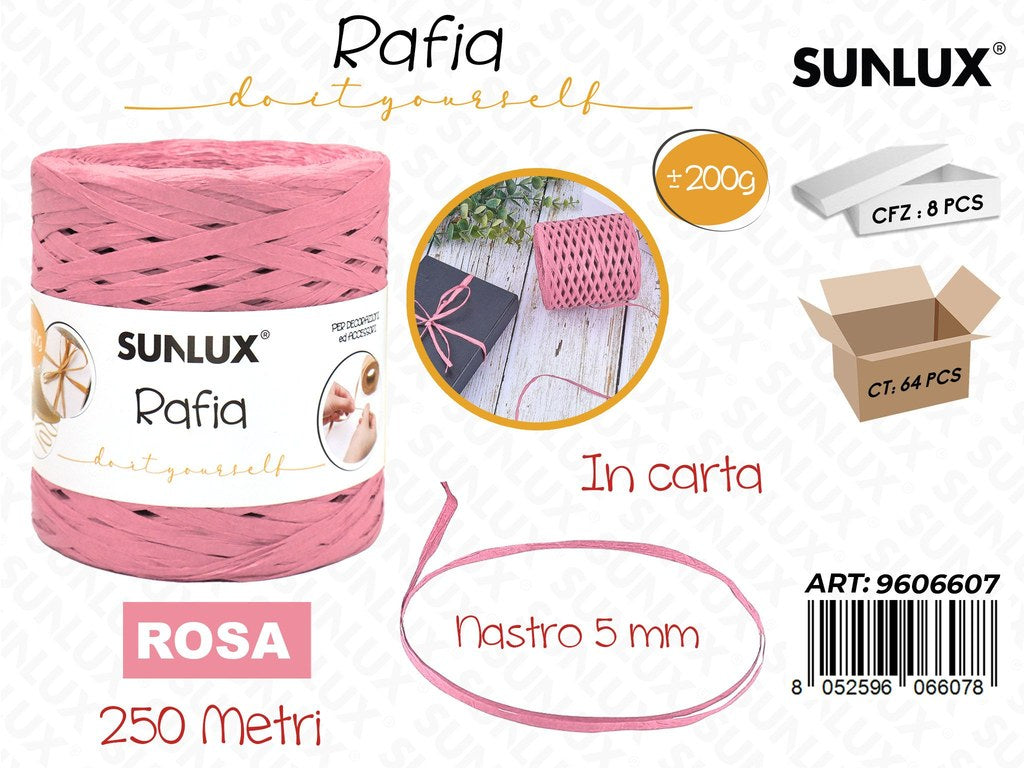 Sunlux Gom. Rafia Carta Rosa 200G 250MT 5MM