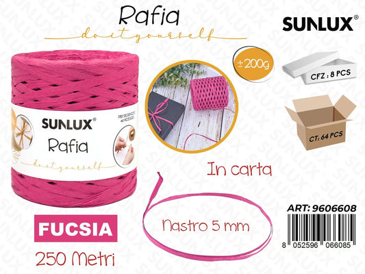 Sunlux Gom. Rafia Carta Fucsia 200G 250MT 5MM