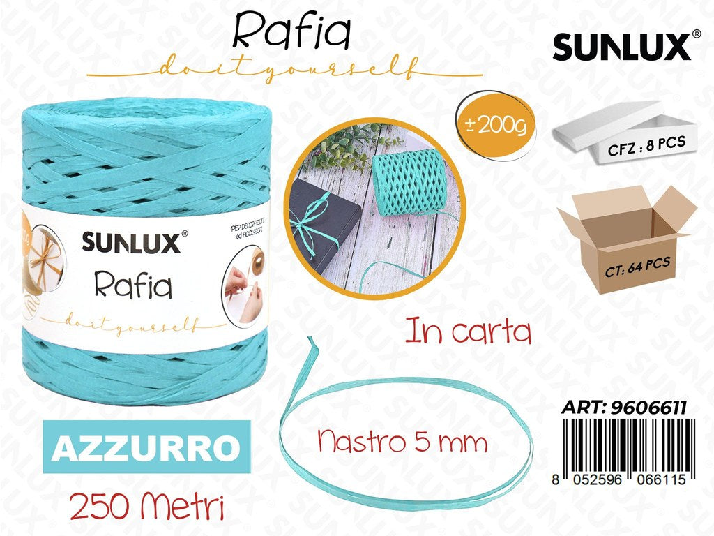 Sunlux Gom. Rafia Carta Azzurro 200G 250MT 5MM