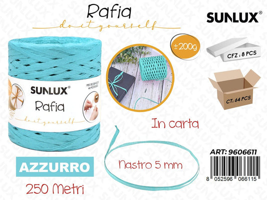 Sunlux Gom. Rafia Carta Azzurro 200G 250MT 5MM