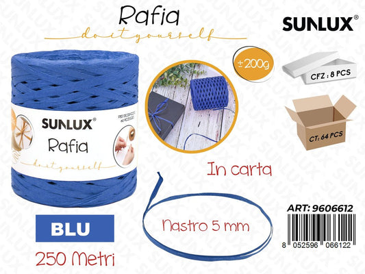 Sunlux Gom. Rafia Carta Blu 200G 250MT 5MM