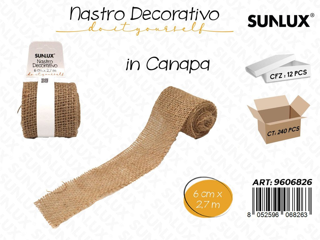 Sunlux Nastro Decorativo in Canapa 6CM*2.7M