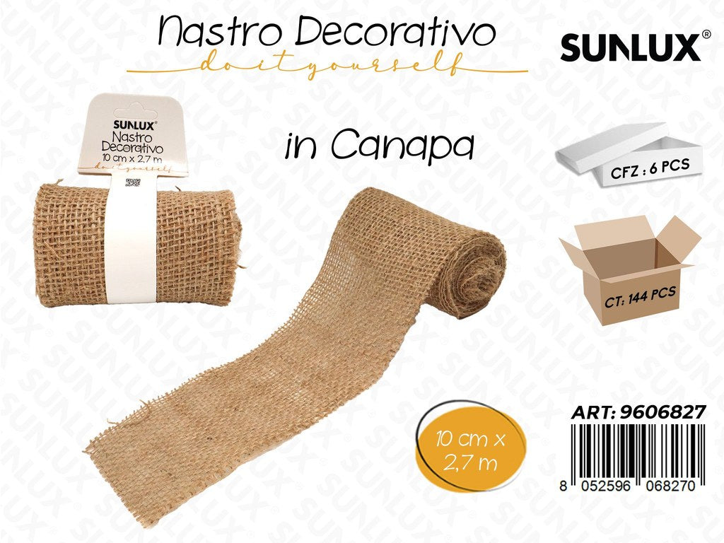 Sunlux Nastro Decorativo in Canapa 10CM*2.7M
