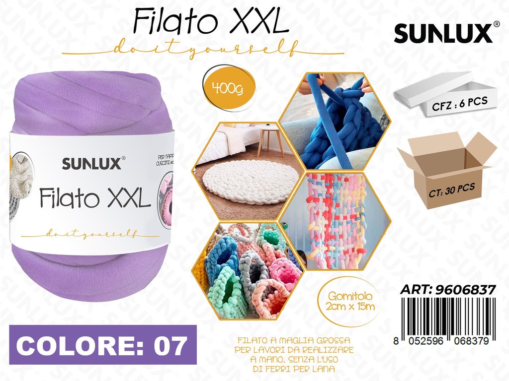 Sunlux Filato Xxl 07 Viola 400G 2CM*15MT