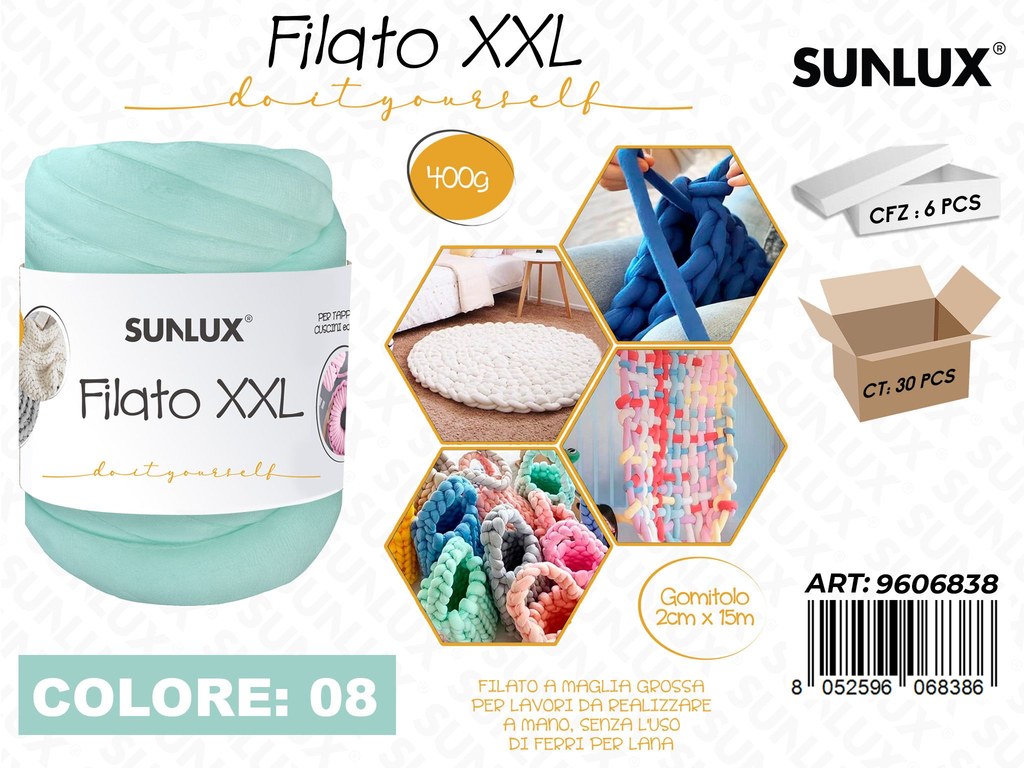 Sunlux Filato Xxl 08 Azzurro 400G 2CM*15MT