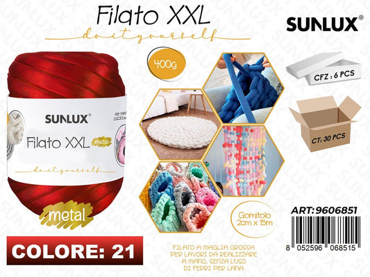 Sunlux Filato Xxl 21 Rosso Metal 400G 2CM*15MT