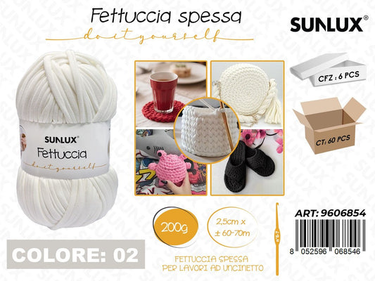 Sunlux Fettuccia Spessa 02 Bianco 200G 2.5CM*60-70MT