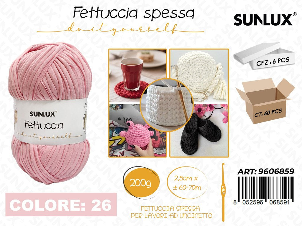 Sunlux Fettuccia Spessa 26 Rosa 200G 2.5CM*60-70MT