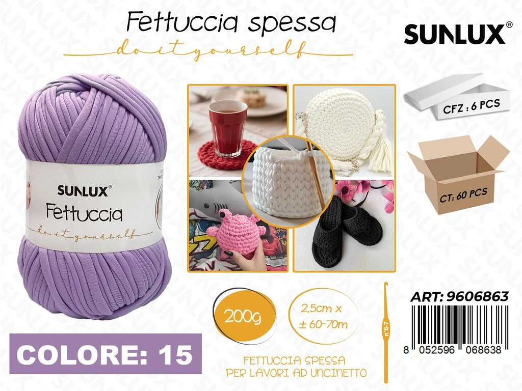Sunlux Fettuccia Spessa 15 Lilla 200G 2.5CM*60-70MT