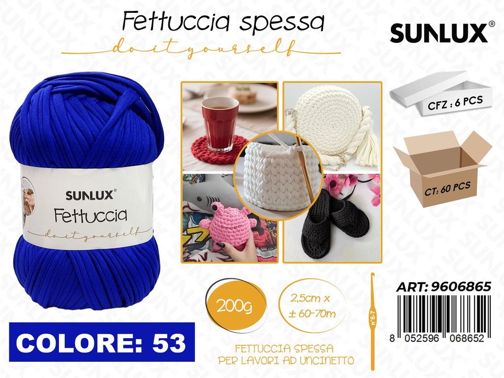 Sunlux Fettuccia Spessa 53 Blu 200G 2.5CM*60-70MT