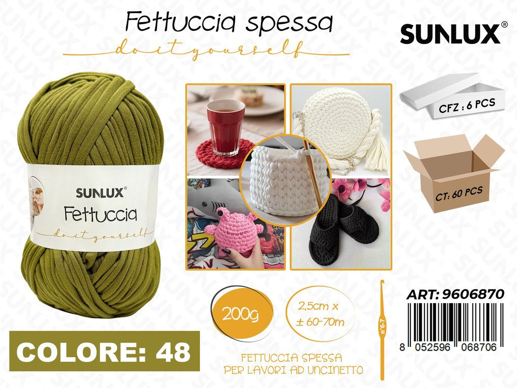 Sunlux Fettuccia Spessa 48 Verde Milit. 200G 2.5CM*60-70MT