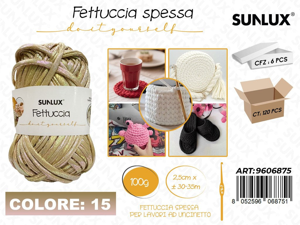 Sunlux Fettuccia Spessa 15 Champagne Iridesc. 100G 2.5CM*30-35MT