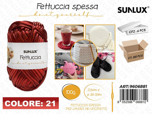 Sunlux Fettuccia Spessa 21 Rosso Metal 100G 2.5CM*30-35MT