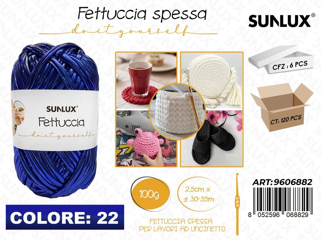 Sunlux Fettuccia Spessa 22 Blu Metal 100G 2.5CM*30-35MT