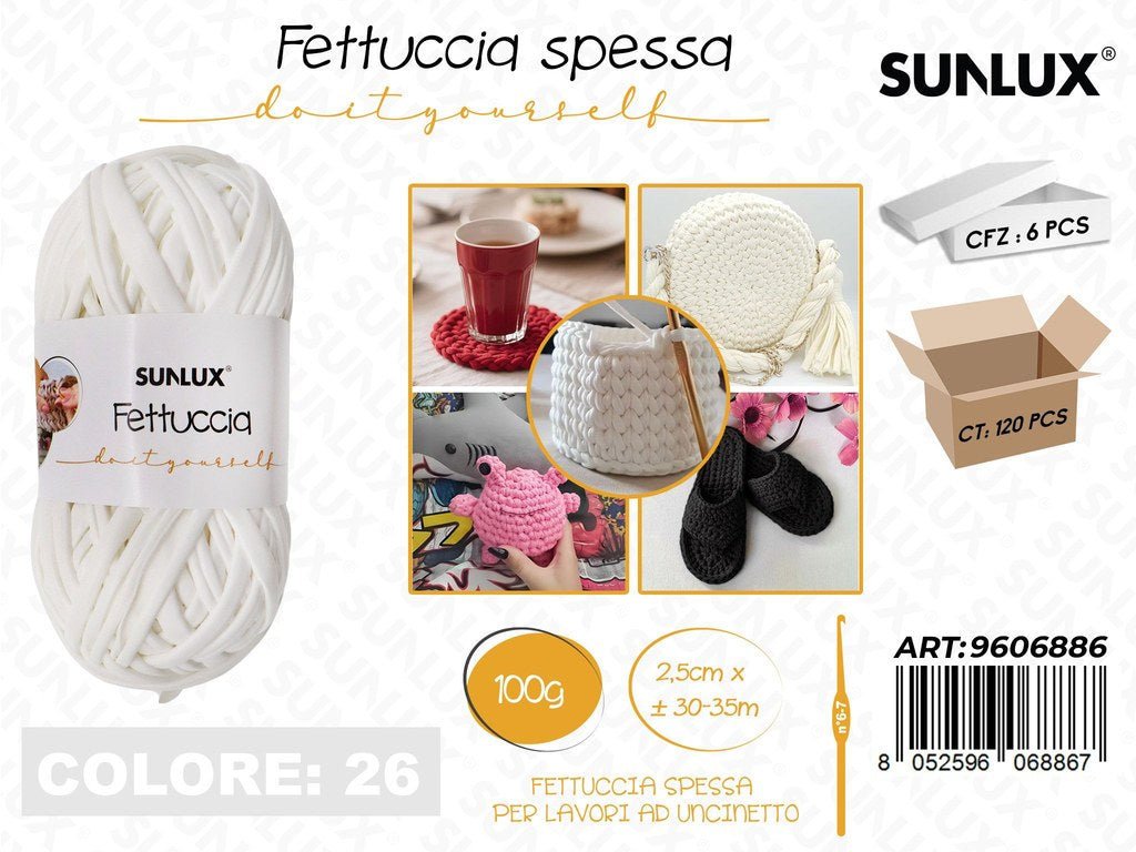 Sunlux Fettuccia Spessa 23 Bia. S/Pelle 100G 2.5CM*30-35MT