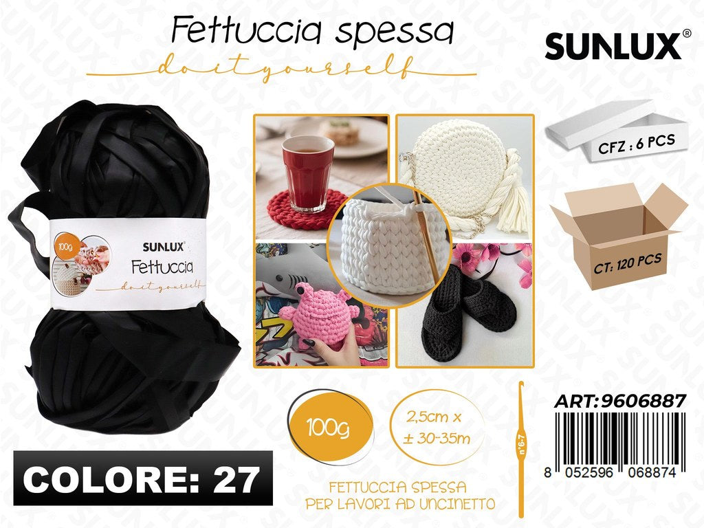 Sunlux Fettuccia Spessa 23 Nero S/ Pelle 100G 2.5CM*30-35MT