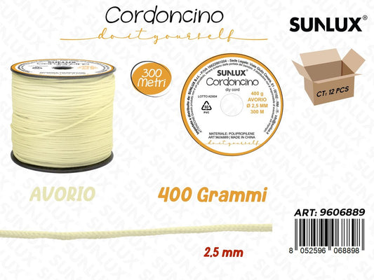 Sunlux Cordoncino Diy Avorio 400GR 2.5MM*30MT