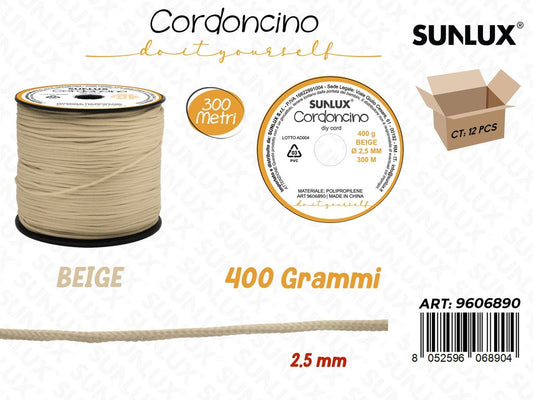 Sunlux Cordoncino Diy Beige 400GR 2.5MM*30MT