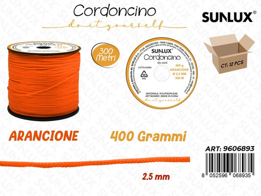 Sunlux Cordoncino Diy Arancione 400GR 2.5MM*30MT