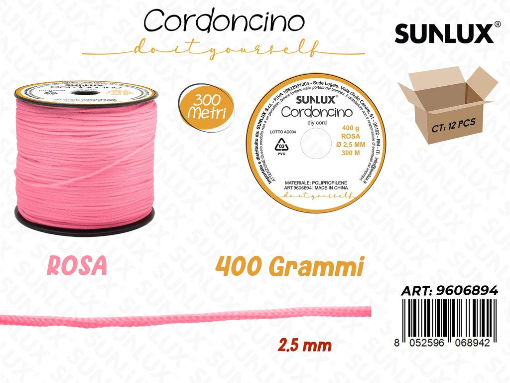Sunlux Cordoncino Diy Rosa 400GR 2.5MM*30MT