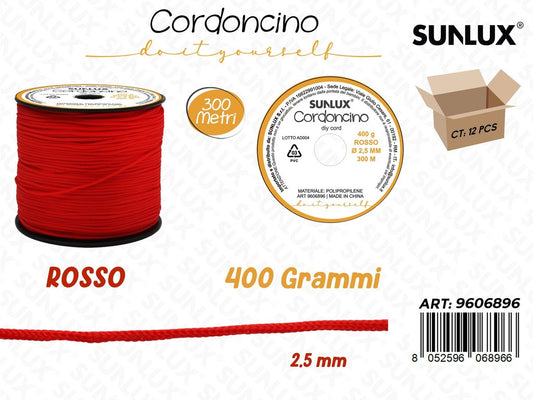 Sunlux Cordoncino Diy Rosso 400GR 2.5MM*30MT